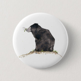 Bear and Dragonfly Pinback Button