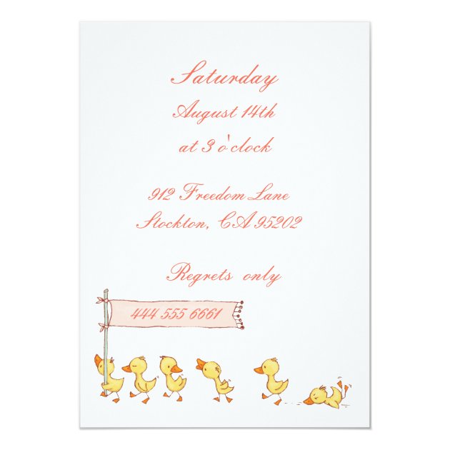 Bear And Ducklings Children Birthday Invitation