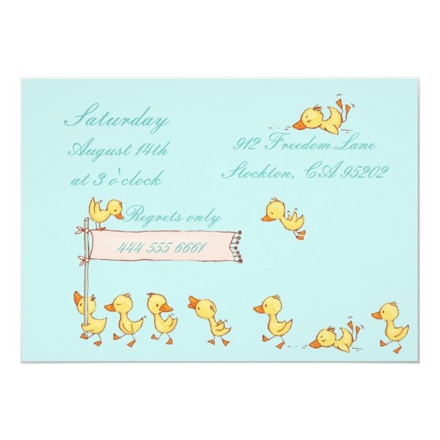 Bear And Ducklings Children Birthday Invitation