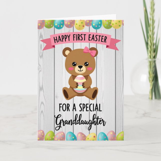 Bear And Egg Springtime Card (Front)