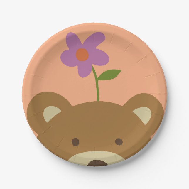 Bear and Flower Paper Plates (Front)