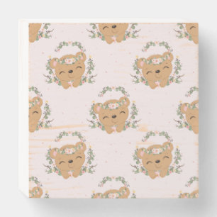 Bear And Flower Tattoo Wooden Box Sign