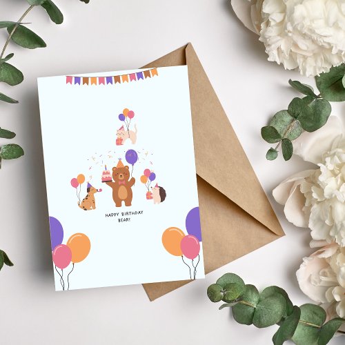 Bear and Friends Birthday Card