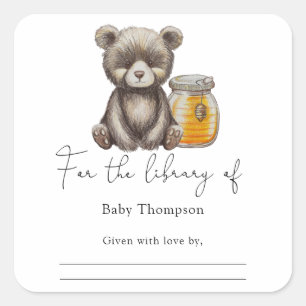 Bear and honey - Baby Shower bookplate