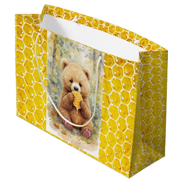  Bear and Honey Baby Shower Large Gift Bag (Back Angled)