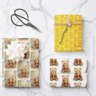 Bear and Honey Baby Shower Wrapping Paper Sheets
