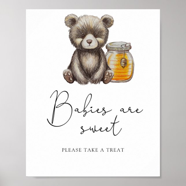 Bear and honey jar - babies are sweet poster (Front)