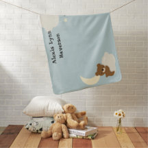 Bear and Moon Baby Milestone Blanket