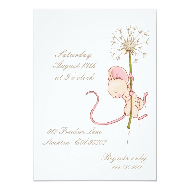 Bear And Mouse Children Birthday Invitation