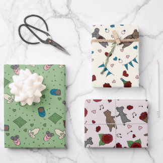 Bear and Mouse Romance Dating Wedding Baby Wrapping Paper Sheets