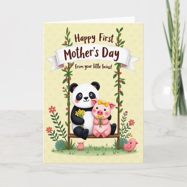 Bear And Pig Mothers Day Love Card (Front)