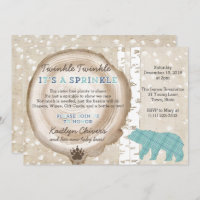 Bear and Plaid Wilderness Baby Boy Sprinkle Invitation