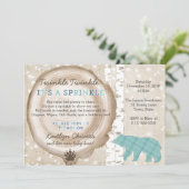 Bear and Plaid Wilderness Baby Boy Sprinkle Invitation (Standing Front)