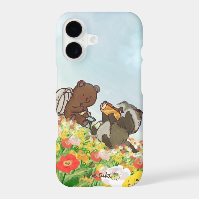 Bear and Raccoon Flower Picnic – iPhone Case (Back)