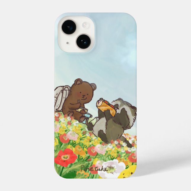 Bear and Raccoon Flower Picnic – iPhone Case (Back)