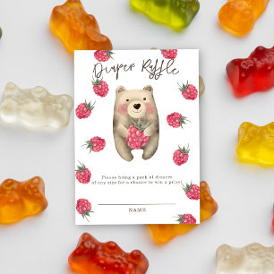 Bear and raspberries - diaper raffle enclosure card