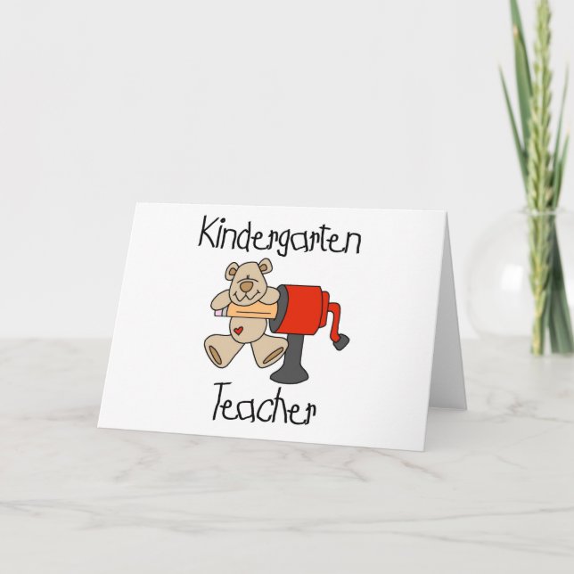 Bear and Sharpener Kindergarten Teacher Card (Front)