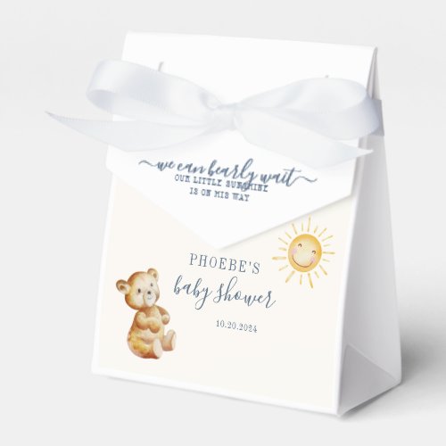 Bear and Sunshine Watercolor Boys Baby Shower Favor Boxes