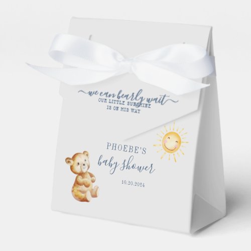 Bear and Sunshine Watercolor Boys Baby Shower Favor Boxes