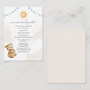Bear and Sunshine Watercolor Boys Baby Shower Note Card