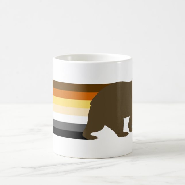 Bear and the Bear Pride Flag stripes Coffee Mug (Center)