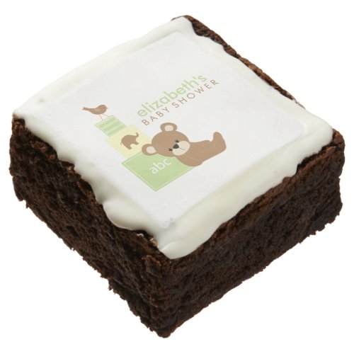 Bear and Toy Blocks Baby Shower Brownie
