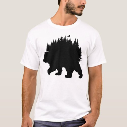 Bear and Trees _ Hiking Camping  T_Shirt