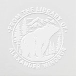 Bear and Trees Silhouette #2 Library Book Name Embosser