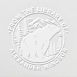 Bear and Trees Silhouette #2 Library Book Name Embosser