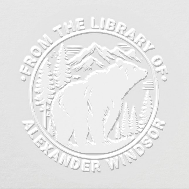 Bear and Trees Silhouette #2 Library Book Name Embosser (Design)