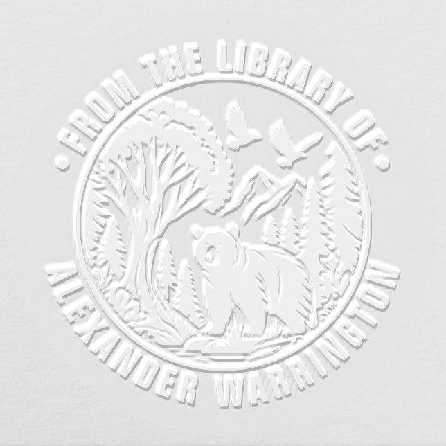 Bear and Trees Silhouette #3 Library Book Name Embosser (Design)