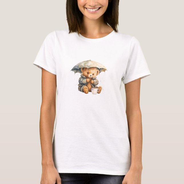 Bear And Umbrella T-Shirt (Front)