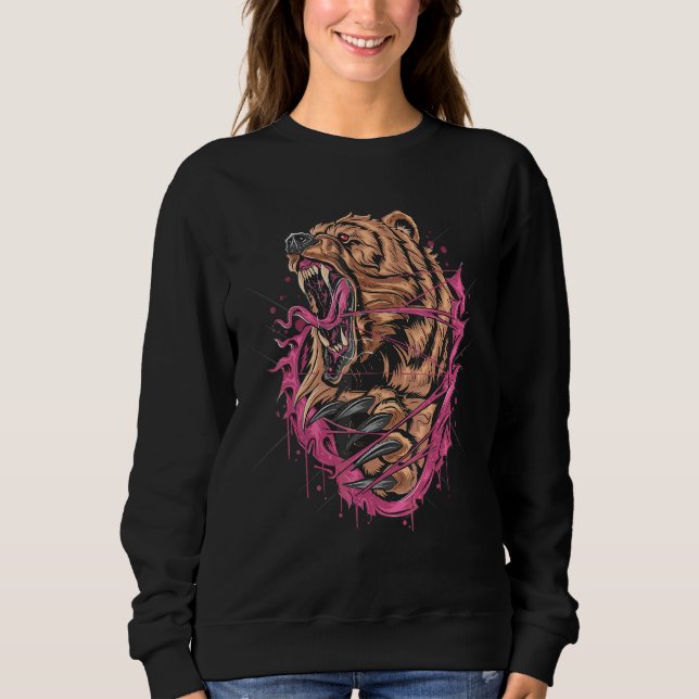 Bear    Angry Bear Ferocious Grizzly Bear Sweatshirt (Front)