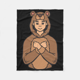 Bear Animal Asl Hand Gesture Deaf Hearing Loss Awa Fleece Blanket