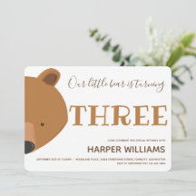 Bear Animal Kids 3rd Birthday