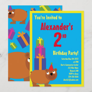 Bear Animal Kid's Birthday Party Invitations