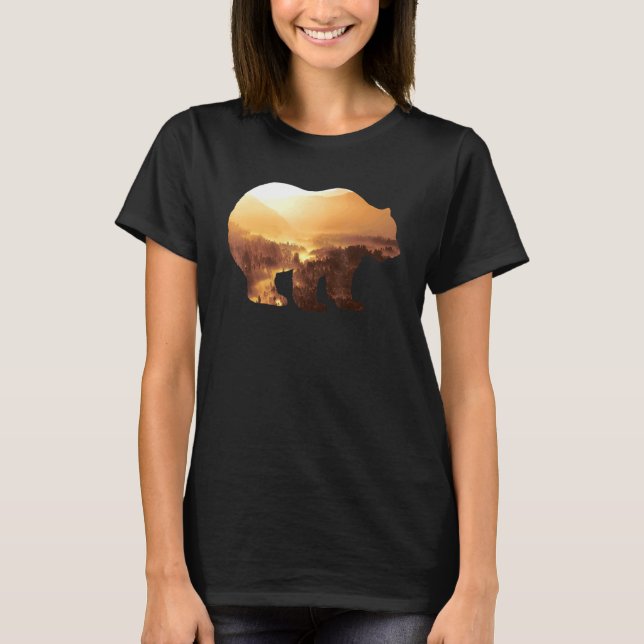 Bear Animal Mountains Colorful Coyote Hunting Wild T-Shirt (Front)