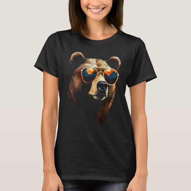 Bear Animal Sunglasses T-Shirt (Front)