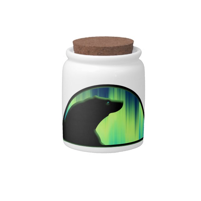 Bear Art Candy Jar Northern Lights Bear Gifts (Front)