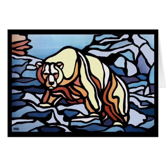 Bear Art Card Personalized Polar Bear Card (Front Horizontal)