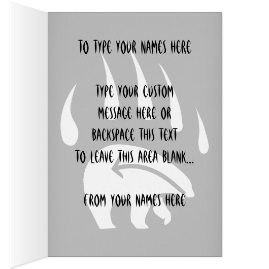 Bear Art Cards Custom Tribal Bear Art Cards (Inside (Right))