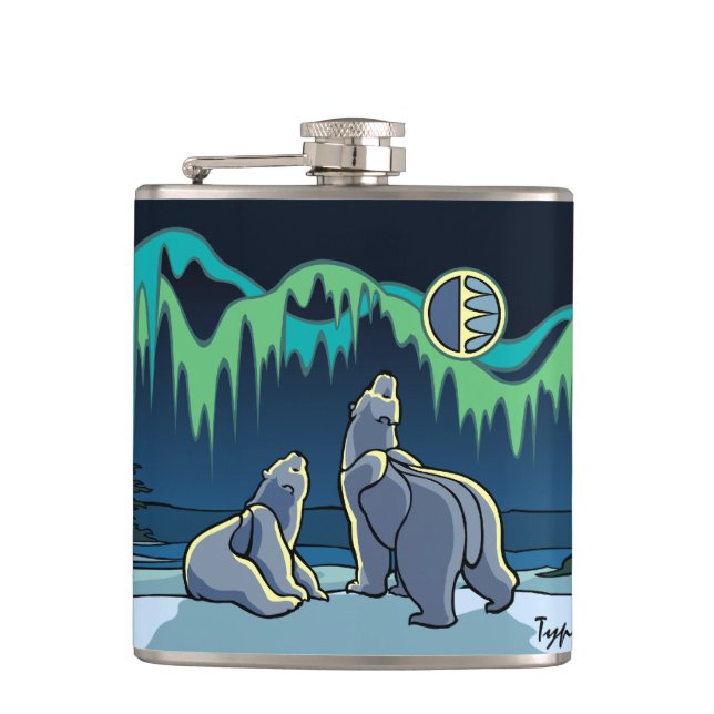 Bear Art Flask Custom Native Bear Drink Flask (Front)