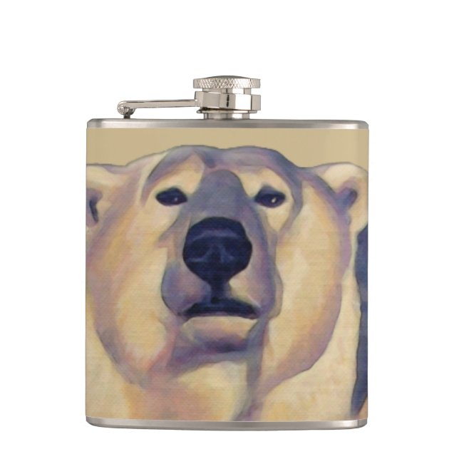 Bear Art Flask Custom Polar Bear Drink Flask (Front)