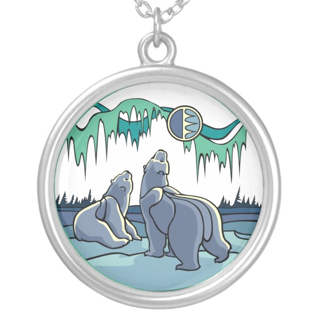 Bear Art Necklace Native Art Polar Bear Jewelry (Front)