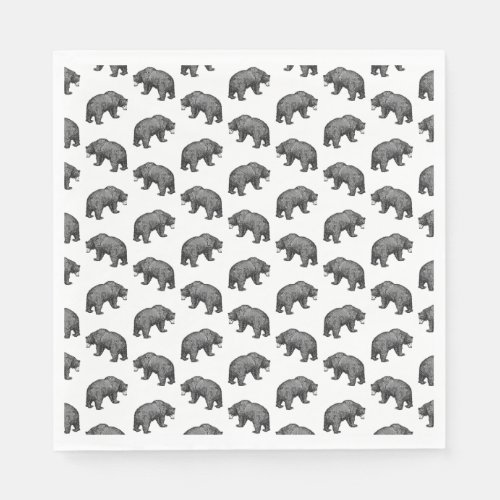 Bear Art Pattern CUSTOM BACKGROUND COLOR Napkins