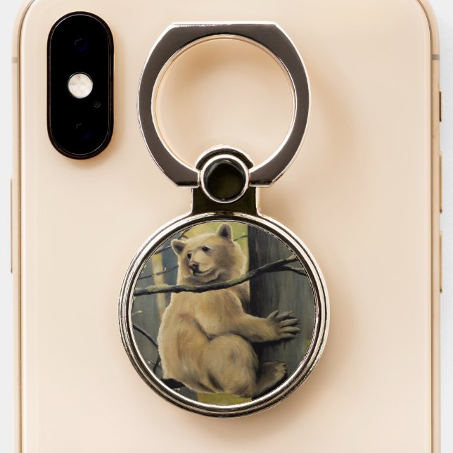 Bear Art Phone Grip Stand Kermode Bear Ring Holder (Close Up)