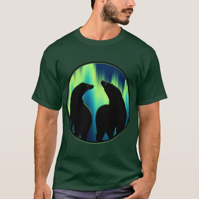 Bear Art Shirt Northern Lights Bear T-shirts Gifts (Front)