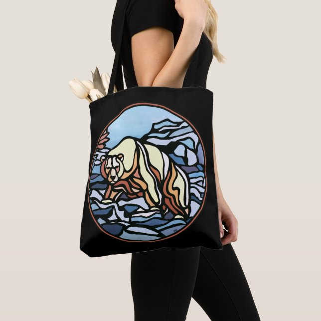 Bear Art Tote Bag Polar Bear Art Shopping Bag (Close Up)