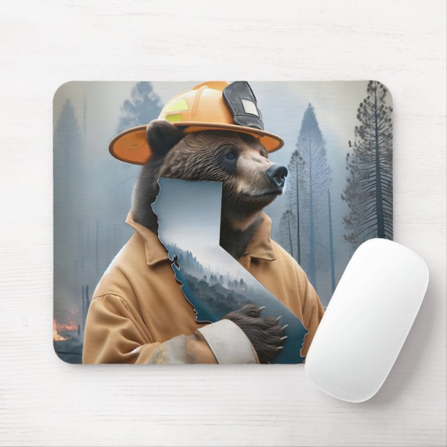 Bear as a California Firefighter  Mouse Pad (With Mouse)