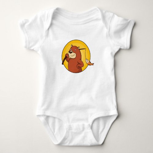 Bear as Angler with Fish Baby Bodysuit
